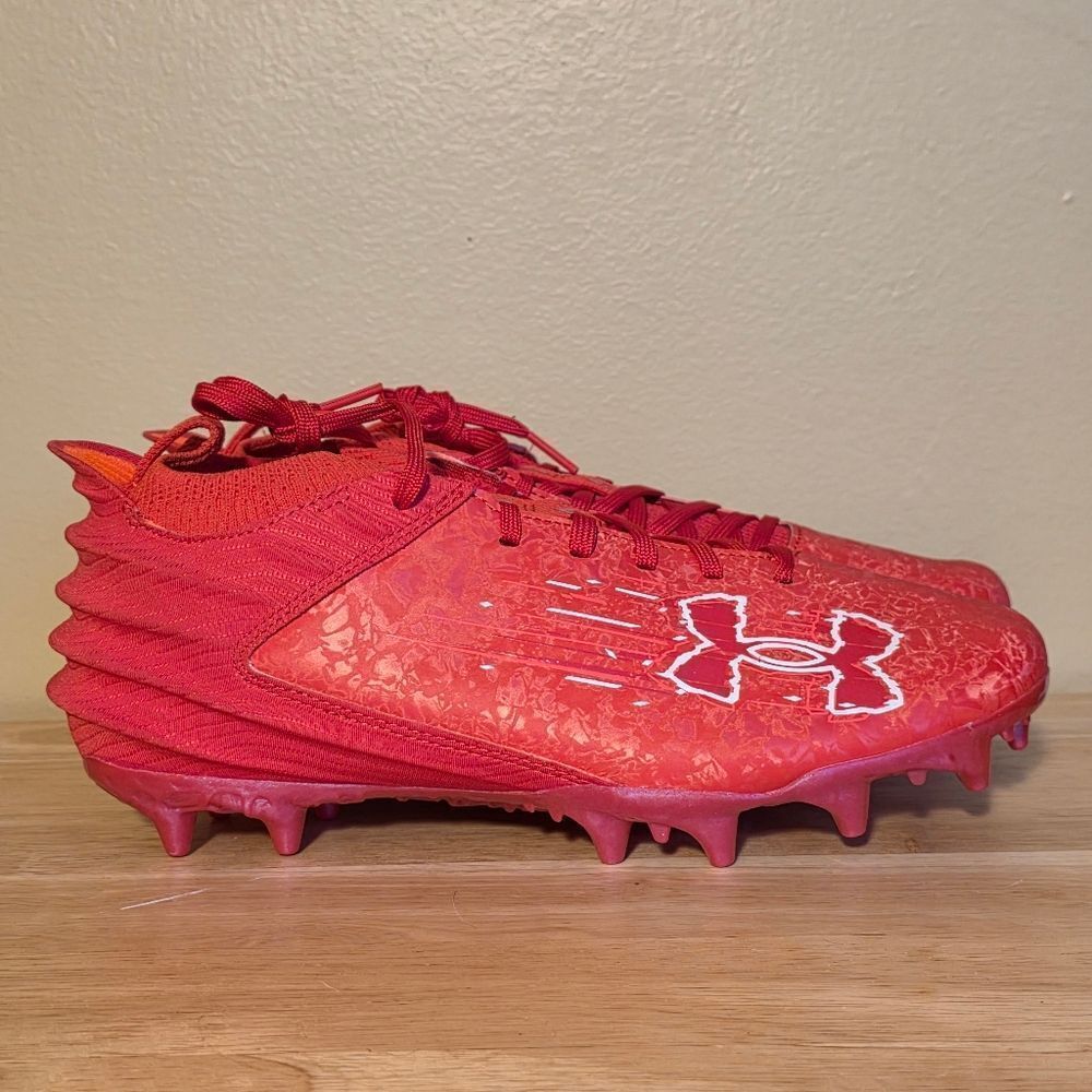 Under Armour Blur Smoke Suede 2.0 MC Football Cleats Red 3027978-600 Men's 8